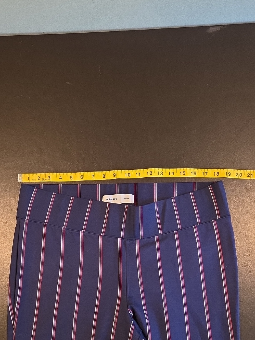 Old Navy Stevie Straight Ankle Pants Plus 2X Navy Blue Pinstripe Pull-On Stretch - Picture 7 of 12